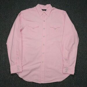 Polo Ralph Lauren Shirt Mens Large Pink Pearl Snap Western Cowboy